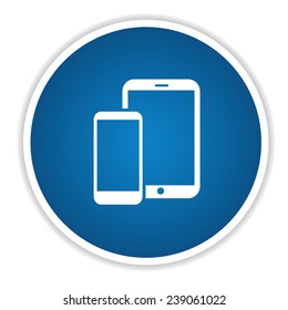 Mobile on blue button,clean vector