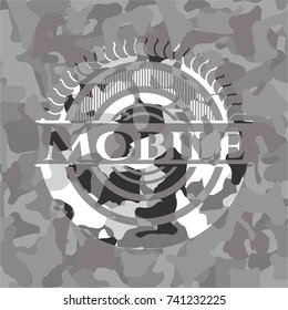Mobile on grey camo texture