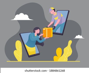 mobile online cash on delivery illustration concept
