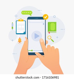 Mobile online education app for e-learning design concept vector illustration