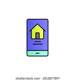 Icono de vector de gradiente de color de casa móvil, en línea