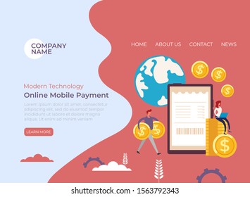 Mobile online internet web payment concept. Vector flat graphic design illustration