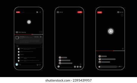 Plantilla de elemento de diseño de aplicación de streaming en vivo de Mobile Online. Barra de chat de iconos del elemento de aplicación