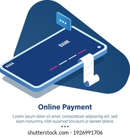 Ilustraciones de pago móvil en línea para tu pago seguro en línea con gran seguridad: tienda en línea, fondo, tecnología, dinero, fintech, seguridad