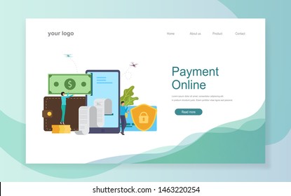 Mobile and online payment vector concept illustration. Money transfer, receipt, mobile wallet. Can use for web banners,web landing page template, hero images. Flat style vector illustration.