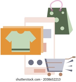 Icono de tienda en línea móvil. Smartphone vectorial aislado en fondo blanco. Aplicación de tienda digital. Concepto de comercio electrónico y tecnología. Servicio de mercado virtual