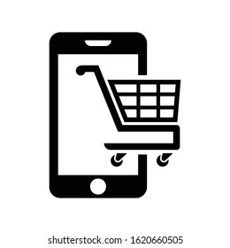 Mobile Online Shopping Icon, vector graphics