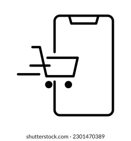 mobile online shopping thin line outline Icon button