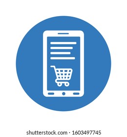 Mobile online shopping vector icon