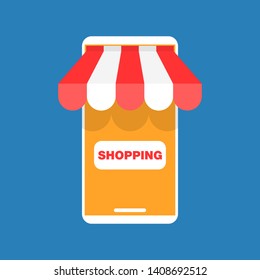 Mobile Online Shopping vector. Simple modern icon design illustration.