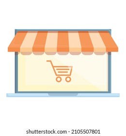 Mobile online store icon cartoon vector. Shop sale. Digital commerce
