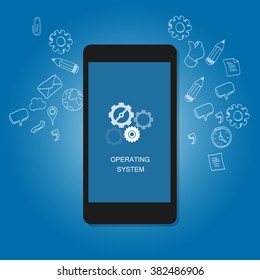 Mobile Operating System OS Cell Phone Flat Illustration