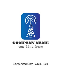 Mobile Operator Communication Tower Logo in Rounded Square