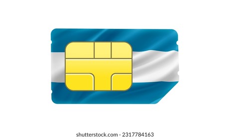 Mobile operator SIM card with Argentina flag. 3d vector illustration