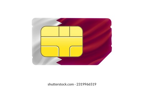 Tarjeta SIM de operador móvil con bandera de Qatar. 3.ª ilustración vectorial
