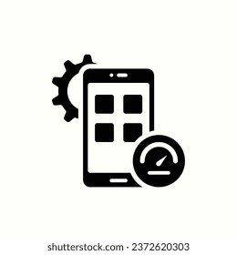 mobile optimization black icon, isolated icon in light background, perfect for website, blog, logo, graphic design, social media, UI, mobile app
