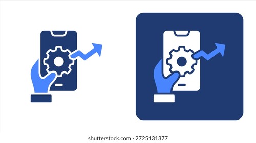 Optimización móvil Glifo ColorIlustración de icono de fondo en contraste y color de dos tonos