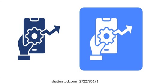 Optimización móvil GlyphIlustración de color de dos tonos e icono de fondo contrastante