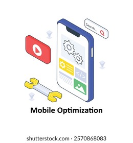 Mobile Optimization isometric Colored illustration. EPS File stock illustration