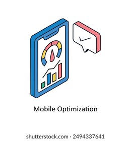 Mobile Optimization Isometric style icon. Symbol on White background EPS 10 File