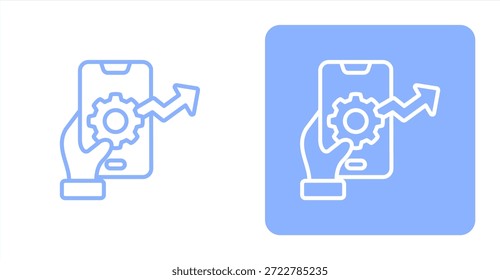 Línea de optimización móvilIlustración de color de dos tonos e icono de fondo contrastante