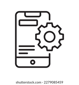 Ilustración de diseño de iconos de contorno vectorial de opción móvil. Símbolo de desarrollo y marketing SEO sobre el fondo blanco del archivo EPS 10