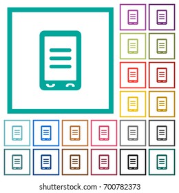 Mobile options flat color icons with quadrant frames on white background