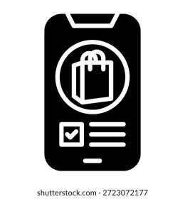 Ilustración vectorial de diseño de glifo de ícono de pedido móvil