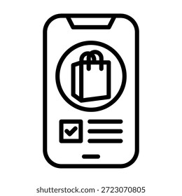 Ilustración vectorial de diseño de línea de icono de pedido móvil