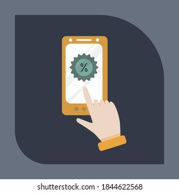 Mobile ordering. Online shopping. Vector icon. Pictogram.  Concept of mobile ordering