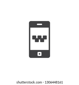 Mobile ordering taxi app vector icon. filled flat sign for mobile concept and web design. Online mobile taxi service, application simple solid icon. Symbol, logo illustration. Pixel perfect vector