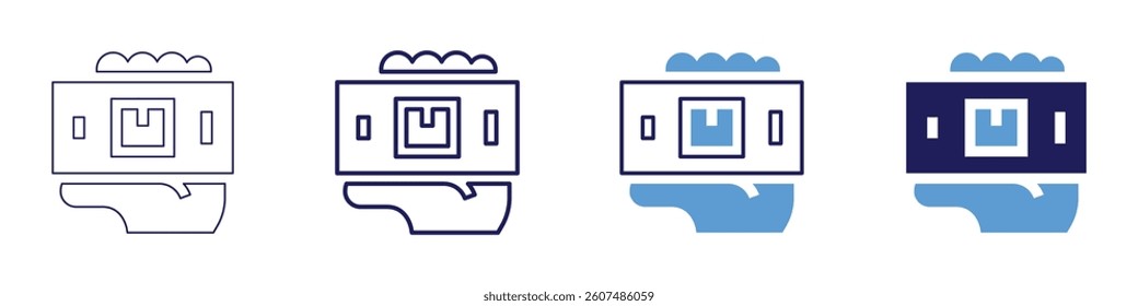 Mobile package tracking icon in 4 different styles. Thin Line, Line, Bold Line, Duotone. Duotone style. Editable stroke.