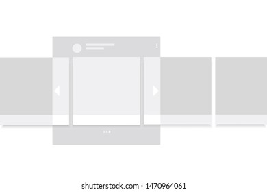 Mobile Page With Interface Carousel Post On Social Network. Vector Illustration. Mockup Template Media Internet