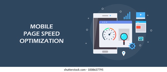 Mobile Page Speed Optimization, Page Speed, Loading Time Flat Vector Illustration