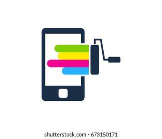 Mobile Paint Icon Logo Design Element
