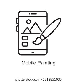 Mobile Painting Outline Icon Design illustration. Art and Crafts Symbol on White background EPS 10 File