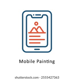 Mobile Painting Vector Two Colors Outline Icon. Eps file 10