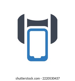 Mobile panorama rotation icon (Vector illustration)