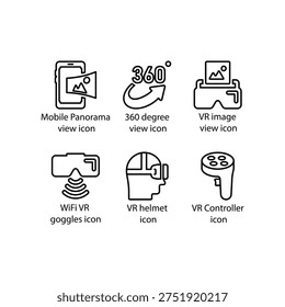 Mobile Panorama view, 360 degree view, VR image view, WiFi VR goggles, VR helmet, VR Controller, icon