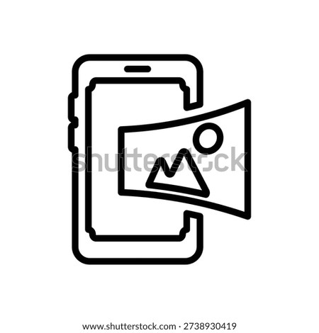 Mobile Panorama view icon, Line Vector graphics