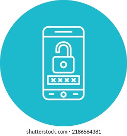 Imagen vectorial del icono de círculo de la línea de contraseña móvil. También se puede usar para aplicaciones web, aplicaciones móviles y medios impresos.