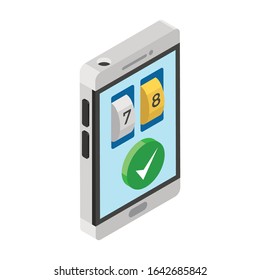 Mobile password, smartphone security icon in isometric design.