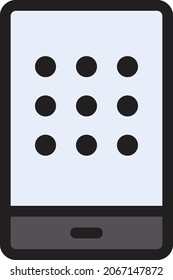 mobile password vector color line icon