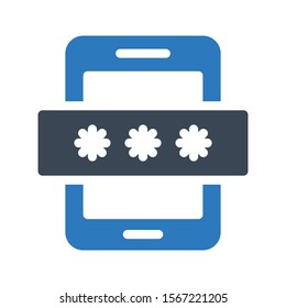 mobile password vector glyph colour icon 