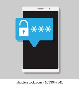 mobile password vector icon flat design