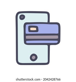 mobile pay color vector doodle simple icon