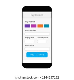 mobile pay interface online banking vector form commerce application mobile payment using credit card using smartphone