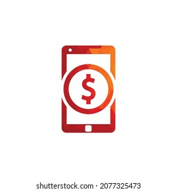 Diseño de plantillas de logotipo de pago móvil. Plantilla vectorial de logotipo de dinero móvil