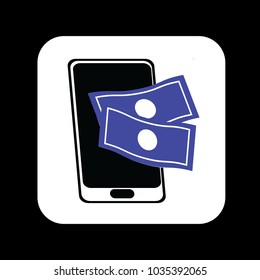 mobile pay simple black white and blue icon vector design