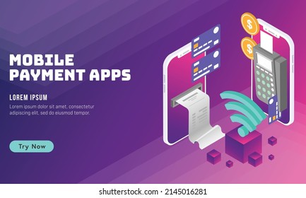 Mobile Payment Apps isometrischer Fintech